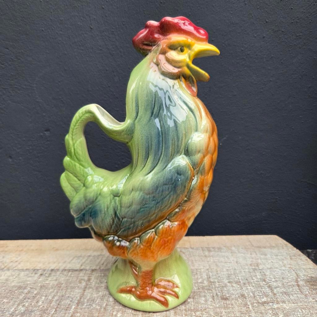 Vintage St. Clement Waterkan Haan - Kleurrijk Keramiek, Antiek en Kunst, Ophalen of Verzenden