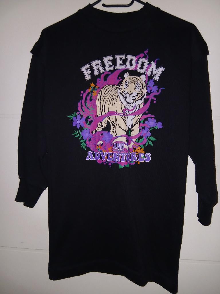 Zwarte sweater jurk met print maat 146/152, Ophalen of Verzenden, Zo goed als nieuw, Meisje, Jurk of Rok