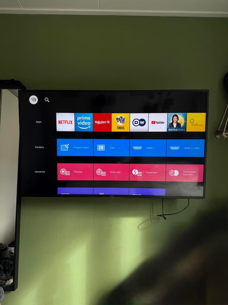 Sony Bravia KD-55XF7096 55” 4K +Chromecast Ultra, muurbeugel, 50 Hz, LCD, Ophalen of Verzenden, Zo goed als nieuw
