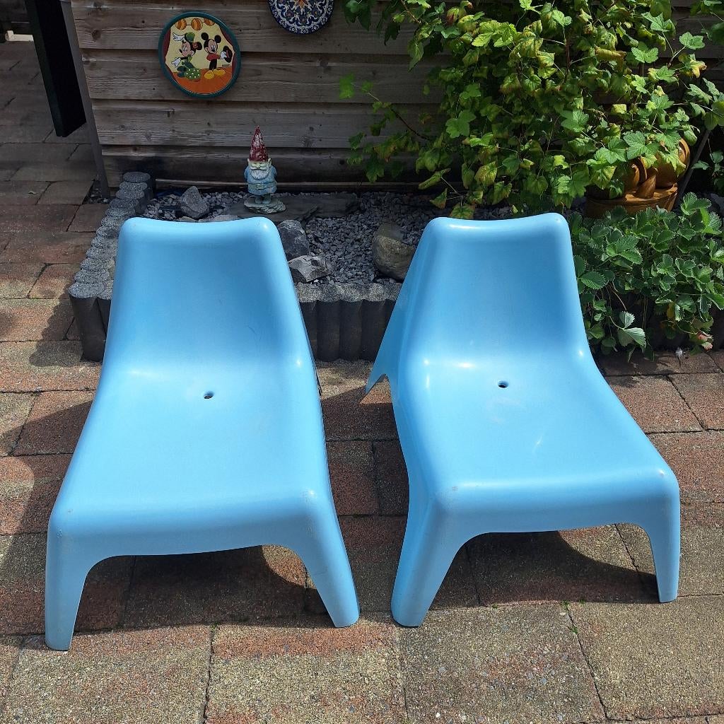 2x Ikea PS , Bunso tuinstoelen, fauteuils,blauw, kinderstoel, Ophalen, Kunststof, Ikea, Zo goed als nieuw