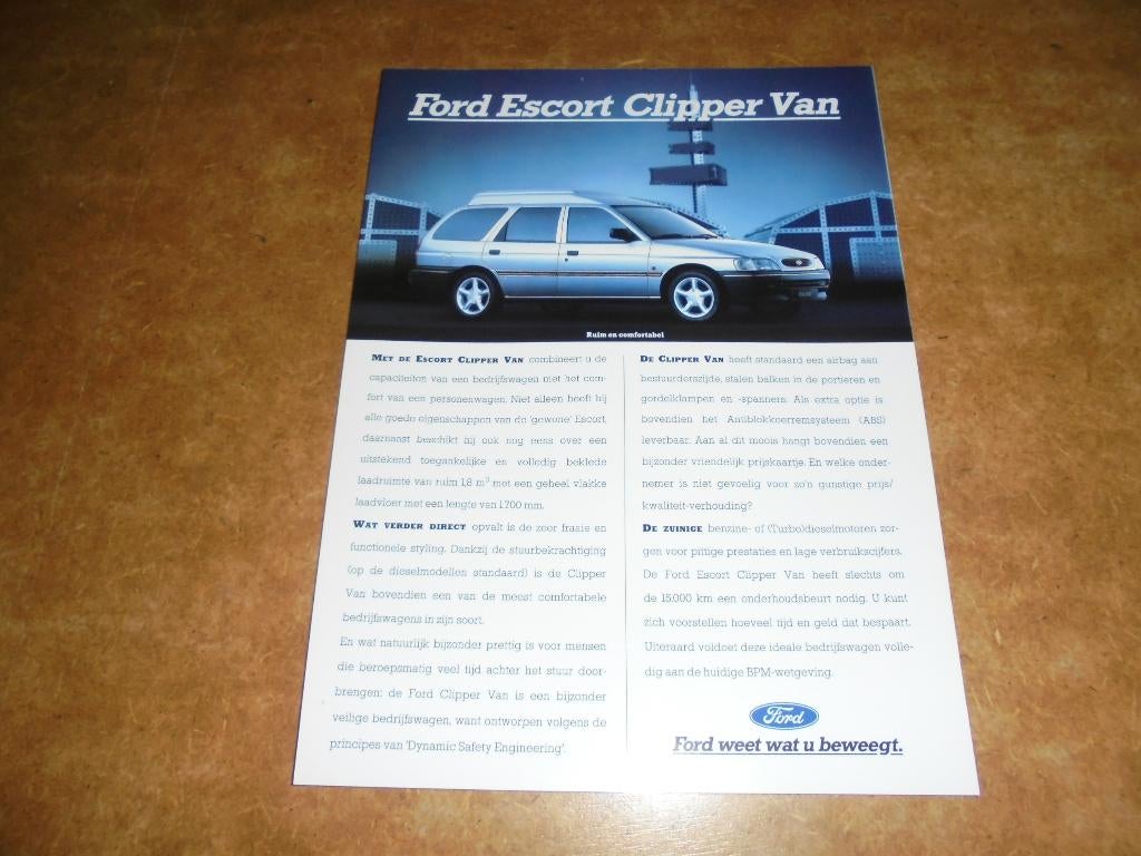 leaflet Ford Escort Clipper Van, Ophalen of Verzenden, Nieuw, Overige merken