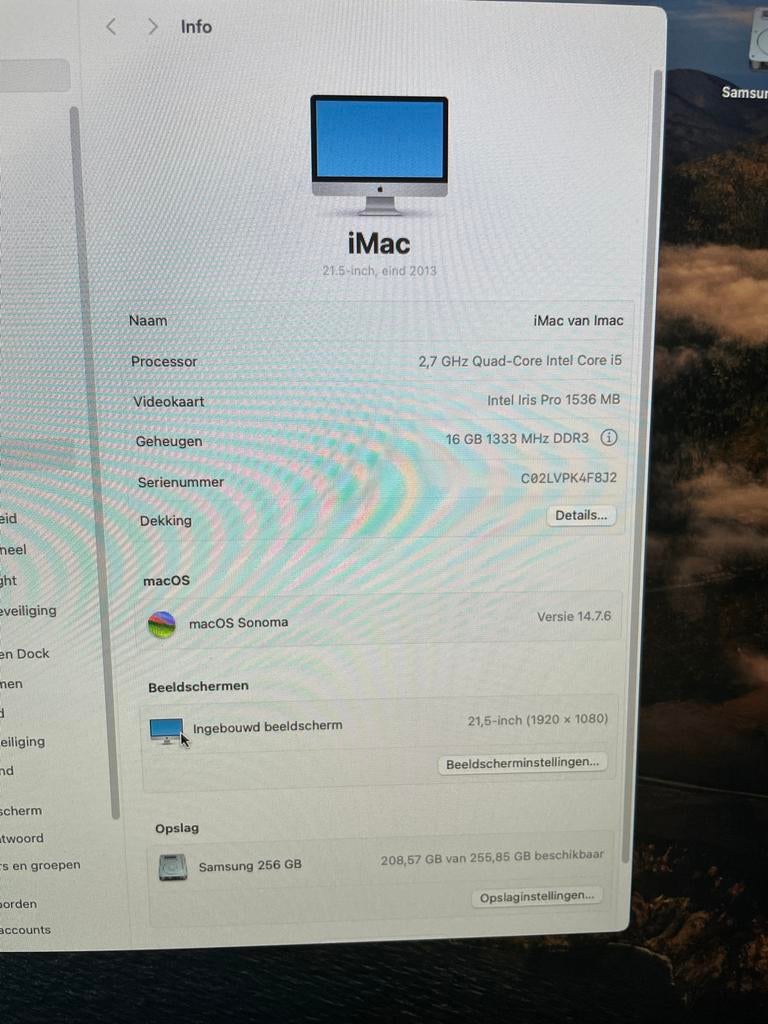 iMac 21.5-inch (2013) met toetsenbord en muis, Computers en Software, Apple Desktops, Ophalen, Gebruikt, 2 tot 3 Ghz, SSD