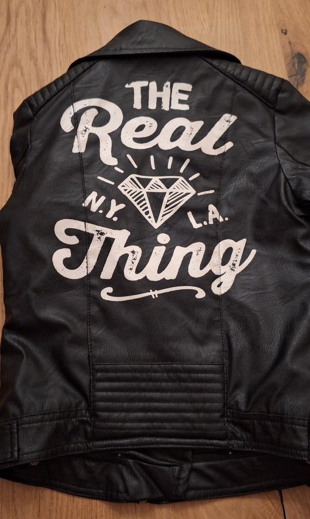 Nep leer bikerjack 140 146, Ophalen of Verzenden, Zo goed als nieuw, Meisje, Jas