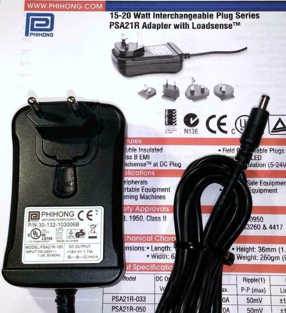 PHIHONG PSA21R-180 Adapter 18V 1.1A OpladerNortel BSR 222, Computers en Software, Pc- en Netwerkkabels, Ophalen of Verzenden, Zo goed als nieuw