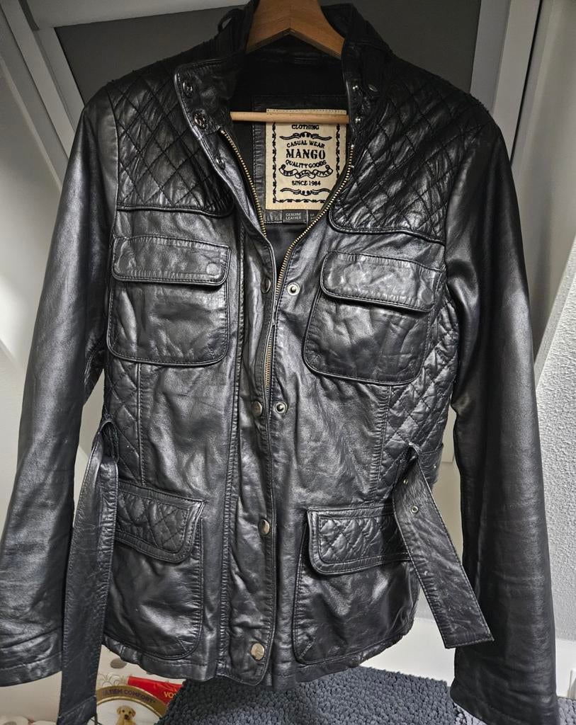 Mango leren jas - Maat L, Mango, Zwart, Maat 42/44 (L), Ophalen of Verzenden