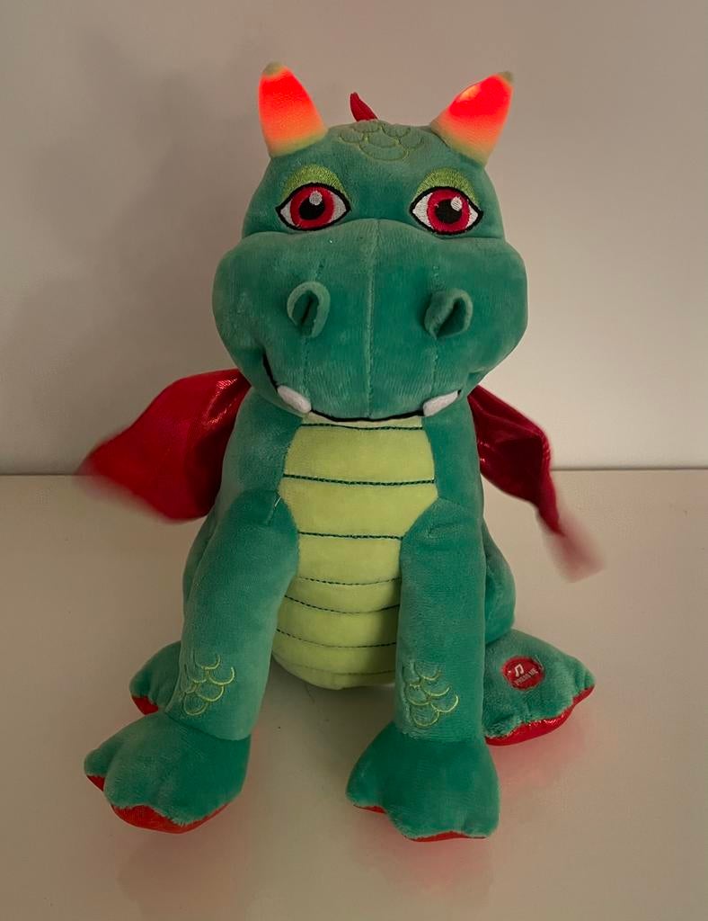 Pluche knuffel draak bewegende vleugels geluid licht 30 cm!, Kinderen en Baby's, Speelgoed | Knuffels en Pluche, Zo goed als nieuw