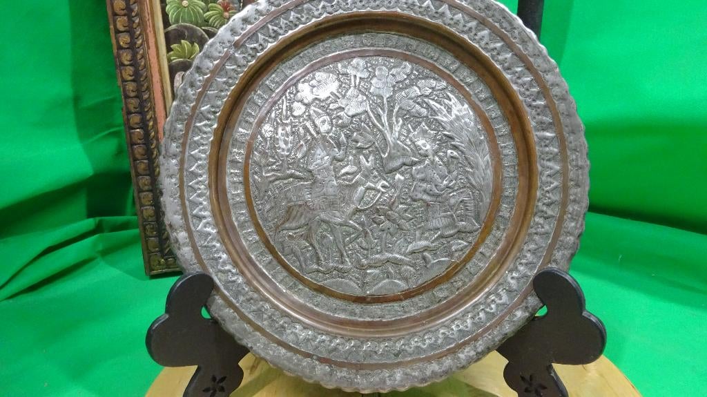 Antiek koperen wandbord, Ophalen of Verzenden