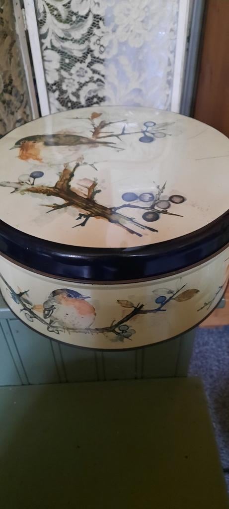 Vintage IRA Denmark Koektrommel met Vogelmotief, Antiek en Kunst, Curiosa en Brocante, Ophalen of Verzenden