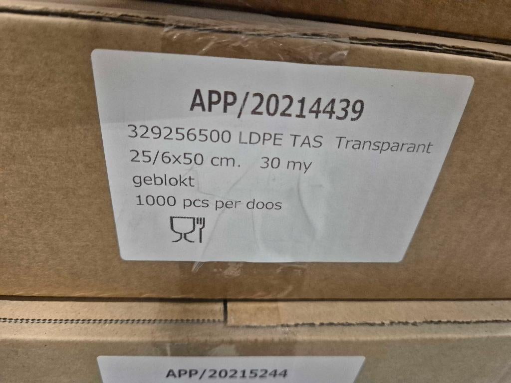 LDPE tas transparant 25/6x50cm 30 my, Ophalen, 15 m² of meer, Zeil