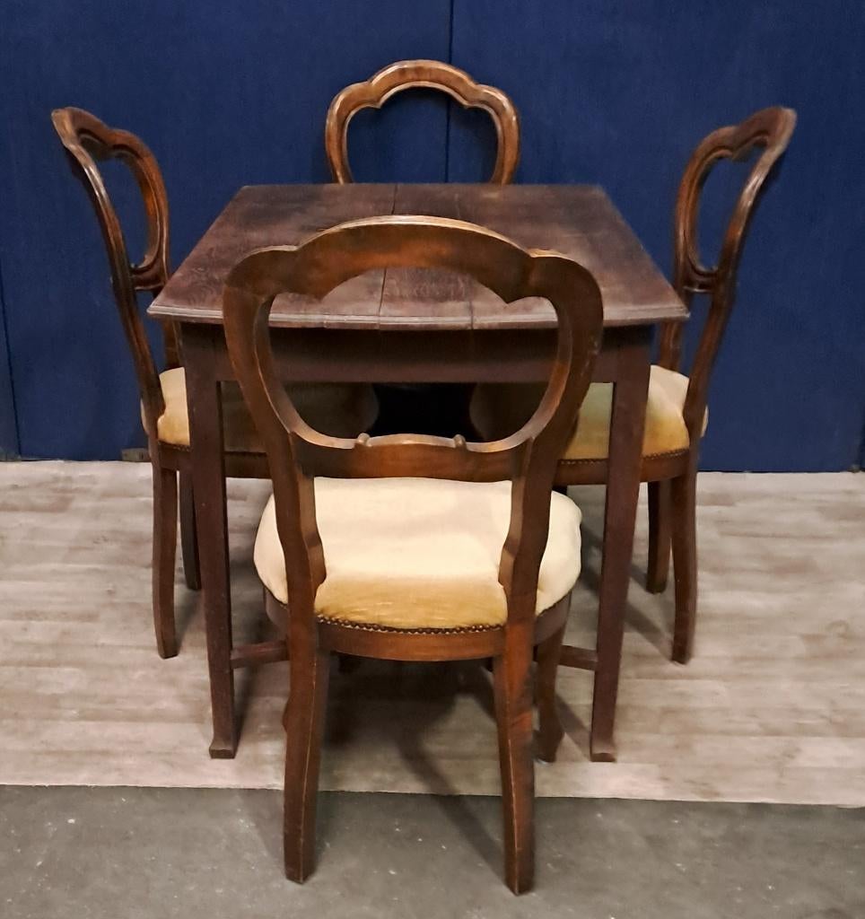 Antieke eettafel met 4 barok stoelen, Ophalen