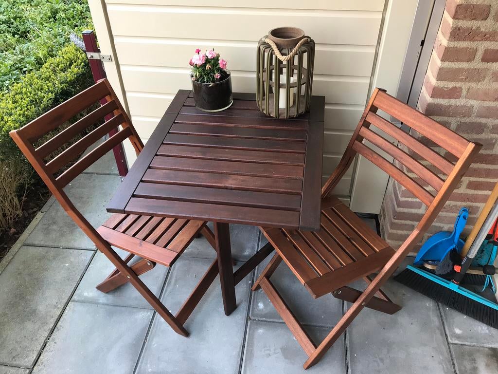 Ikea Applaro bistrosetje voor balkon met opklapbare tafel, Gebruikt, Hardhout, Tuinset, Eettafel