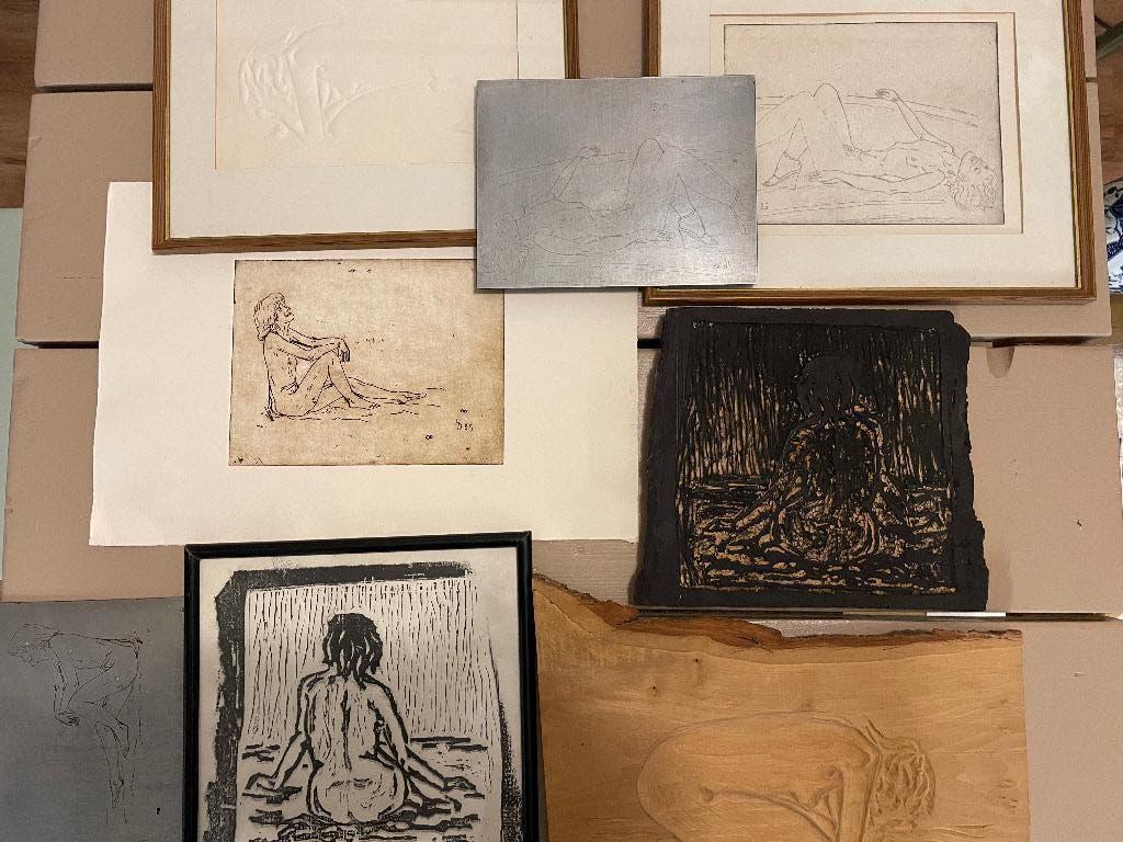 Vrouwelijk naakt - bijzonder lot (8x) - zie foto's, Portret, Ophalen of Verzenden, Origineel, 1950 - 1999