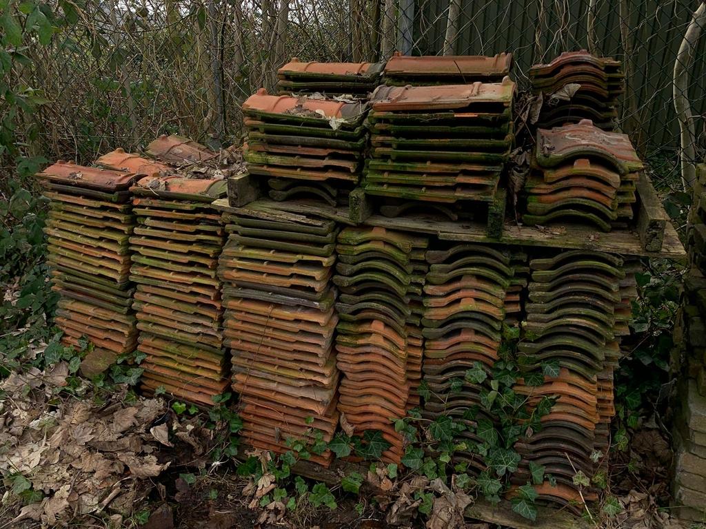 Partij Laumans bruin  gelazuurde dakpannen, Ophalen, Gebruikt, Steen of Klei, 15 m² of meer