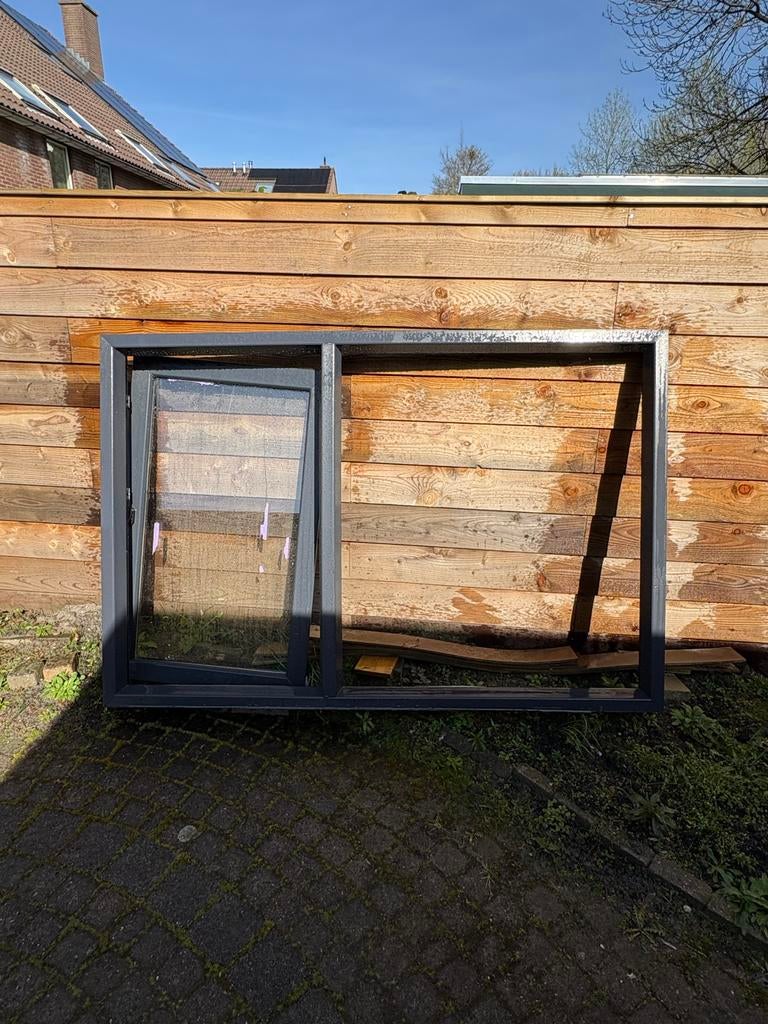 Kunststof kozijn  Ral 7016 antraciet, Gevelraam of Ruit, Gebruikt, 120 tot 160 cm, 160 cm of meer