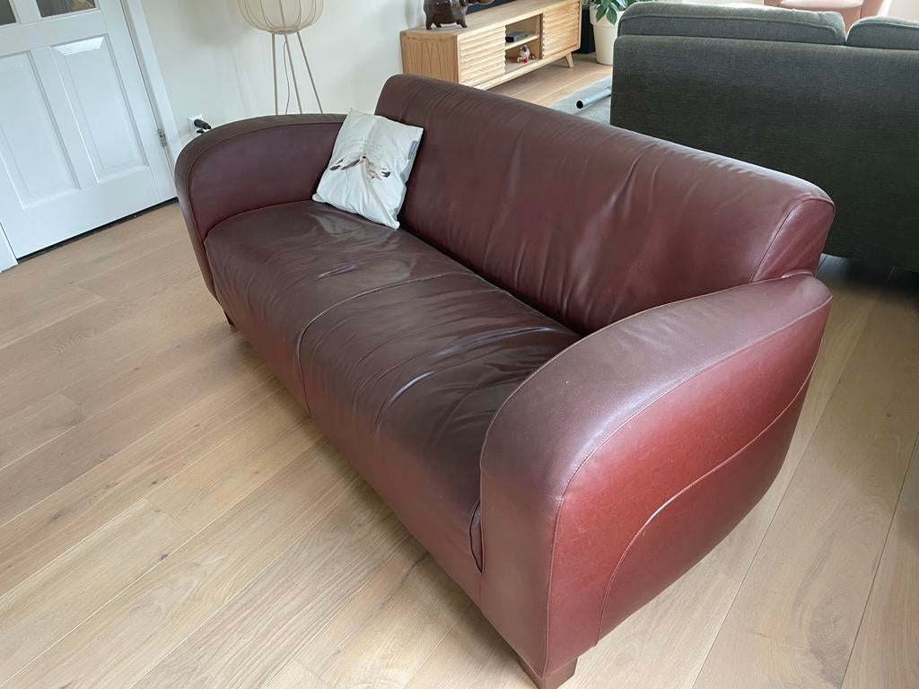 Gratis afhalen, 2 persoons lederen bank, Ophalen, 150 tot 200 cm, Tweepersoons, Zo goed als nieuw