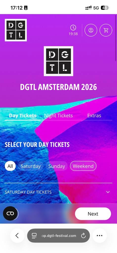 DGTL ticket(s) 1x zaterdag, Eén persoon