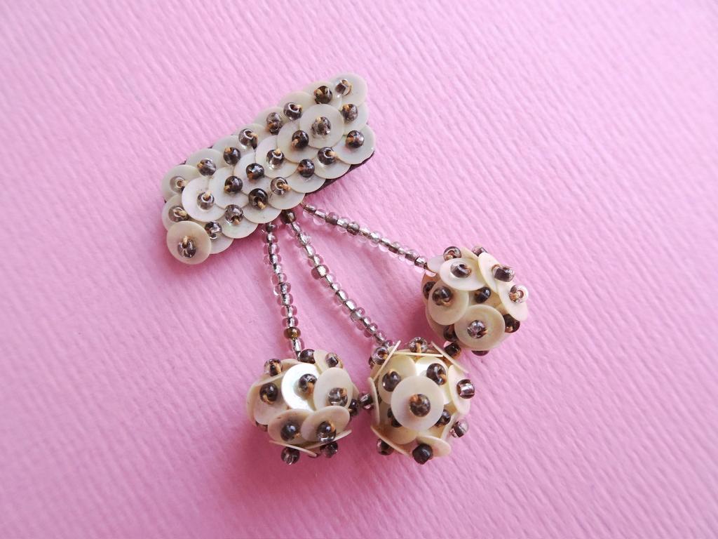 jwg Art Deco 20s 30s pailletten kralen bol broche vintage, Verzenden, Overige materialen, Broche