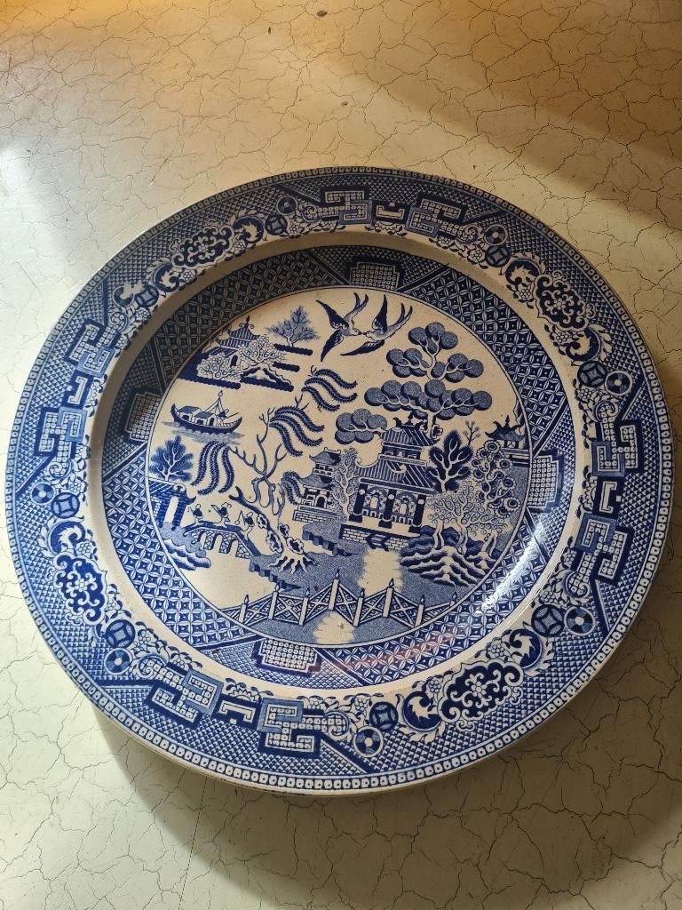 zeer oud blauw/wit porseleinen diner bord, Ophalen of Verzenden