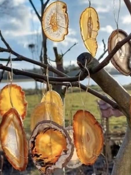 Agaatschijf agaathanger agaat tuindecoratie boomhanger, Ophalen of Verzenden, Mineraal