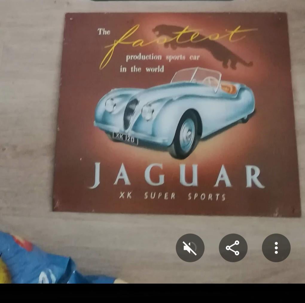 Vintage Jaguar XK Super Sports Reclamebord, Ophalen of Verzenden, Gebruikt, Reclamebord