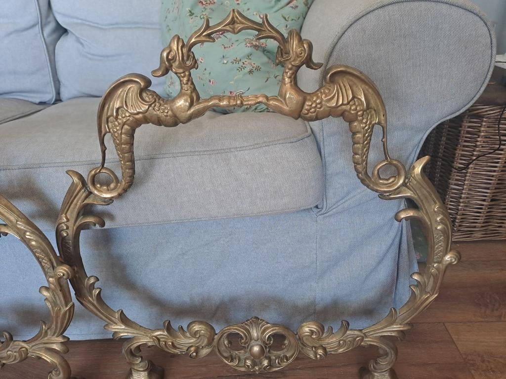 Zware messing raamhorren met drakenmotief, Ophalen of Verzenden