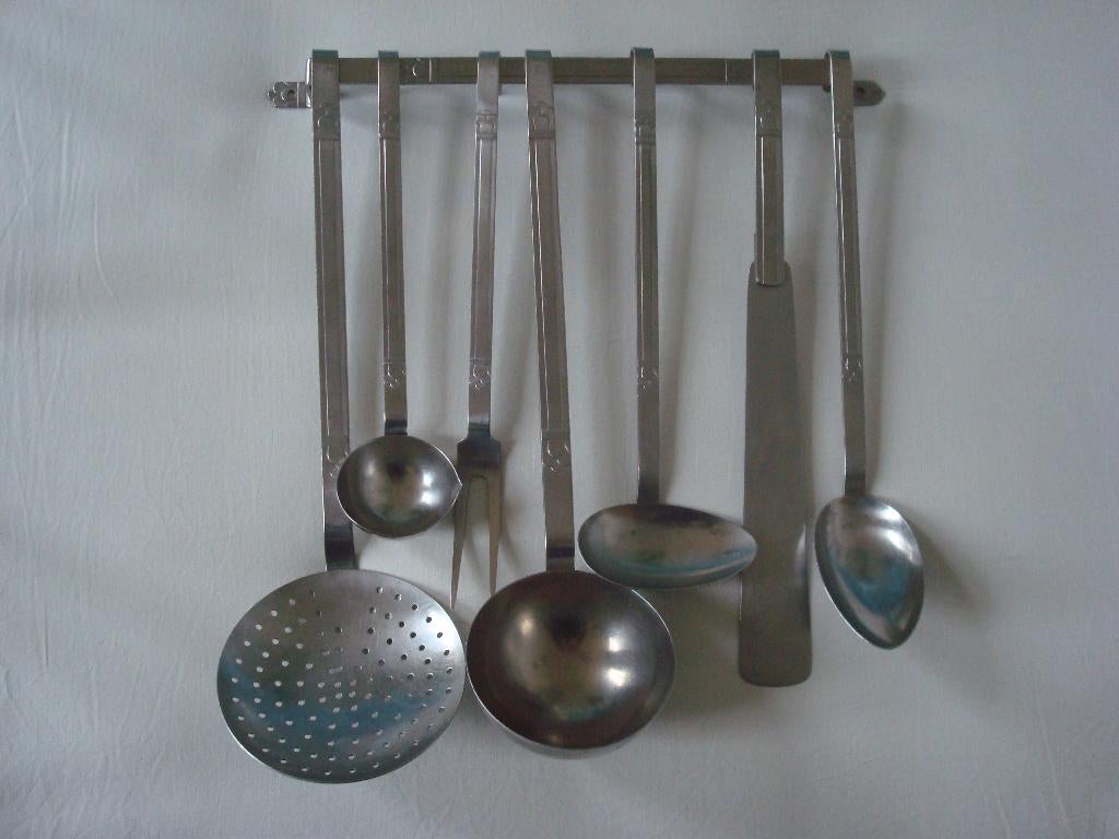 Gero Zilmeta 7-delig lepelrek wandrek trosje opliggend, Gebruikt, Ophalen of Verzenden, Rvs of Chroom, Vaatwasserbestendig