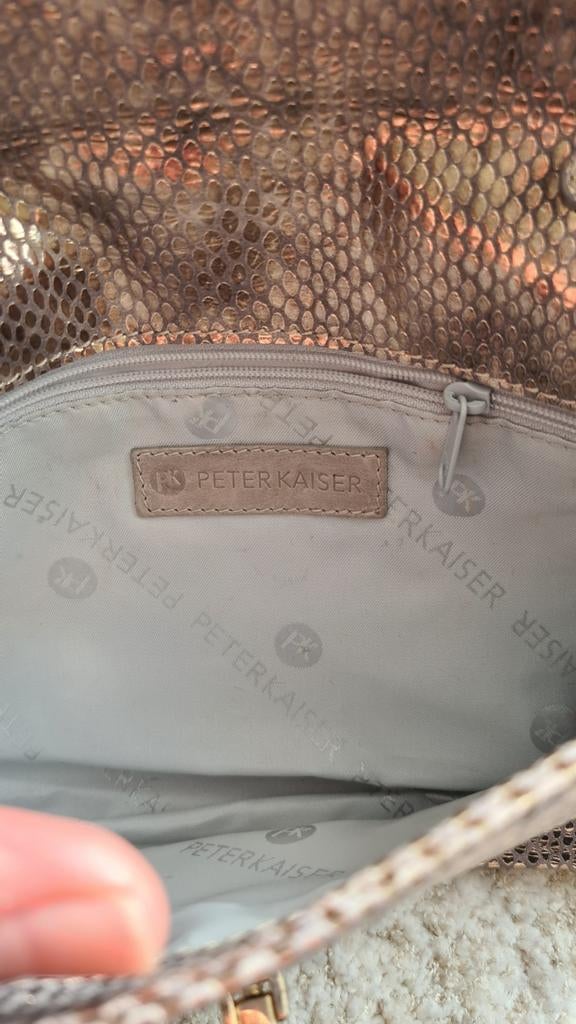 Peter Kaiser clutch schoudertas slangenprint metallic goud, Ophalen of Verzenden