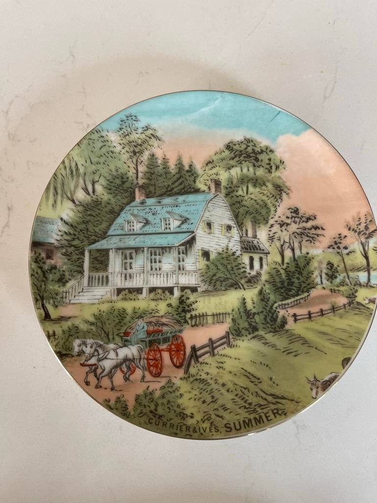 Currier & Ives "The Four Seasons" wandborden, Ophalen of Verzenden