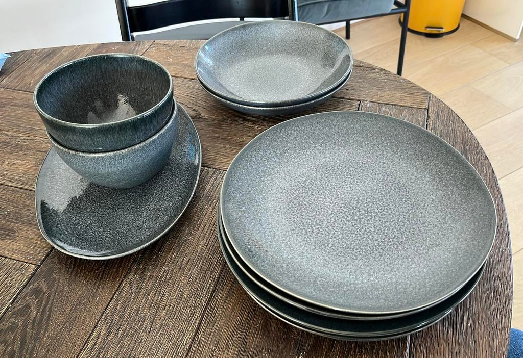 Porto servies hema borden diep bakjes schaal serveer blauw, Ophalen, Gebruikt, Rond, Overige materialen