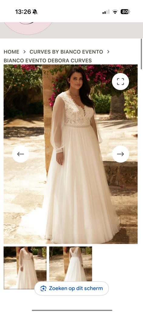 Trouwjurk bianco evento maat 42, Ophalen of Verzenden, Zo goed als nieuw, Wit, Trouwjurk