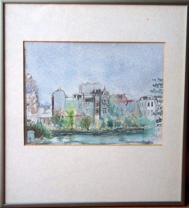 Fraaie aquarel van de Vijzelgracht in Amsterdam. Heike Rabe, Antiek en Kunst, Kunst | Schilderijen | Klassiek, Ophalen