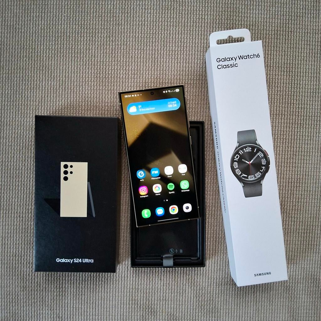 Samsung Galaxy S24 Ultra Nieuwstaat met Watch 6 Classic, Overige kleuren, Galaxy S24, Touchscreen, Ophalen of Verzenden