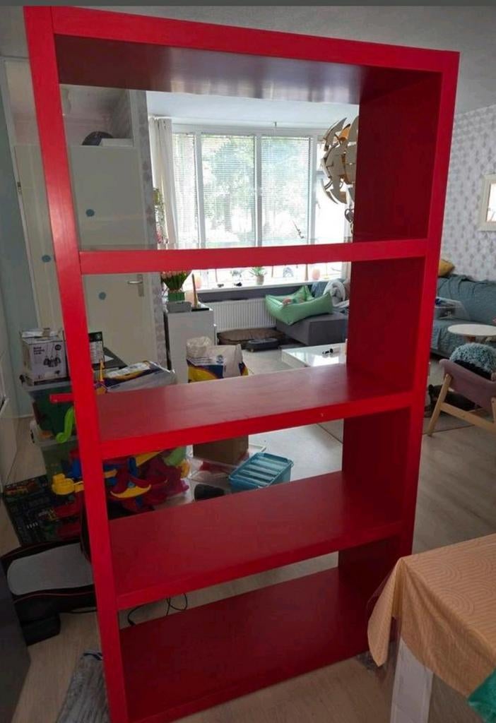 Rode Lack boekenkast Ikea, Ophalen, Gebruikt, 25 tot 50 cm, 150 tot 200 cm