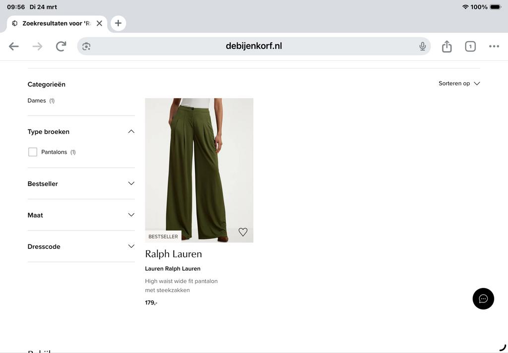 Ralph Lauren broek high waist wide fit maat 40, Maat 38/40 (M), Nieuw, Ophalen of Verzenden, Lang