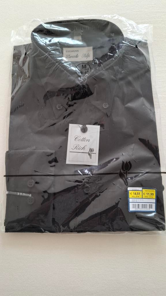 NIEUW! Zwart overhemd met lange mouw met borstzak, Kleding | Heren, Overhemden, Ophalen of Verzenden, Nieuw, Zwart, Halswijdte 39/40 (M)