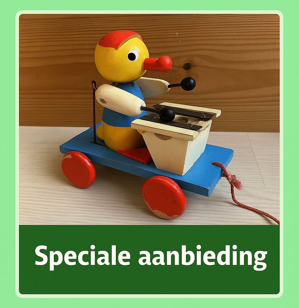 Vintage Houten Xylofoon Eend (geel) – Enig & Handgemaakt!, Ophalen of Verzenden