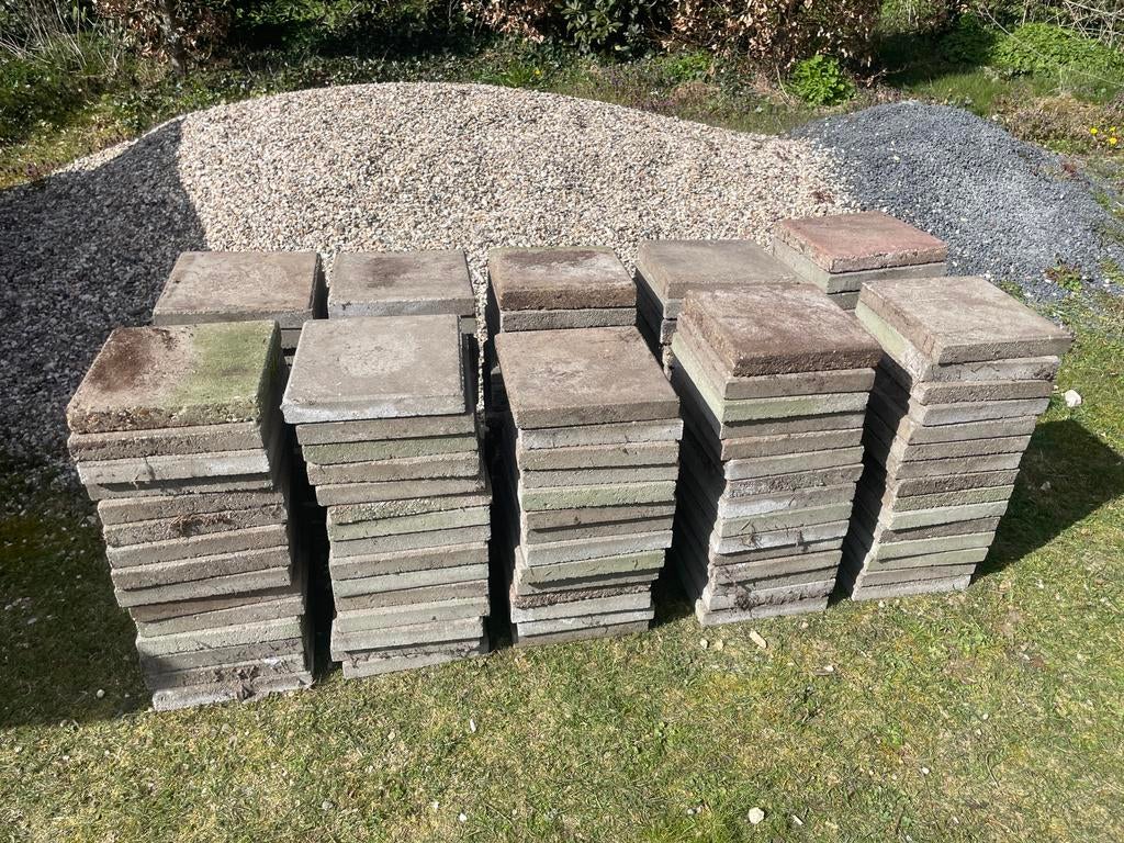 Gratis 150 tegels 30x30 cm., Tuin en Terras, Tegels en Klinkers, Ophalen, Gebruikt, Beton, Terrastegels