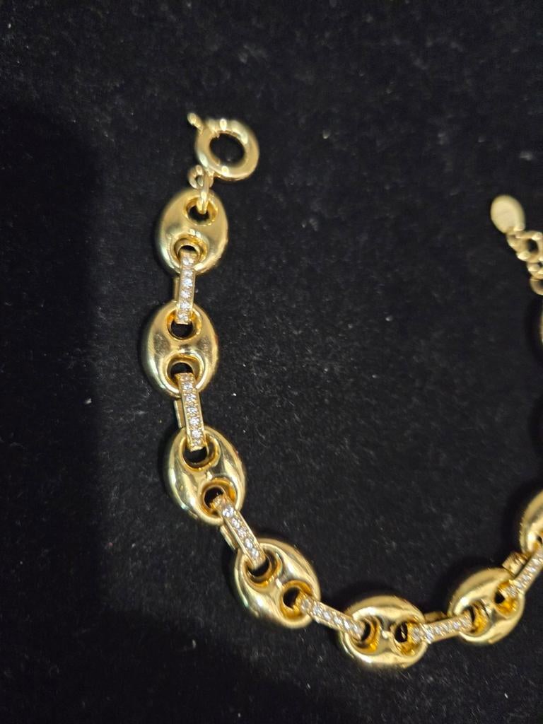 14 k gouden koffieboon schakel armband 20,5 gram, Ophalen of Verzenden, Nieuw, Goud, Goud