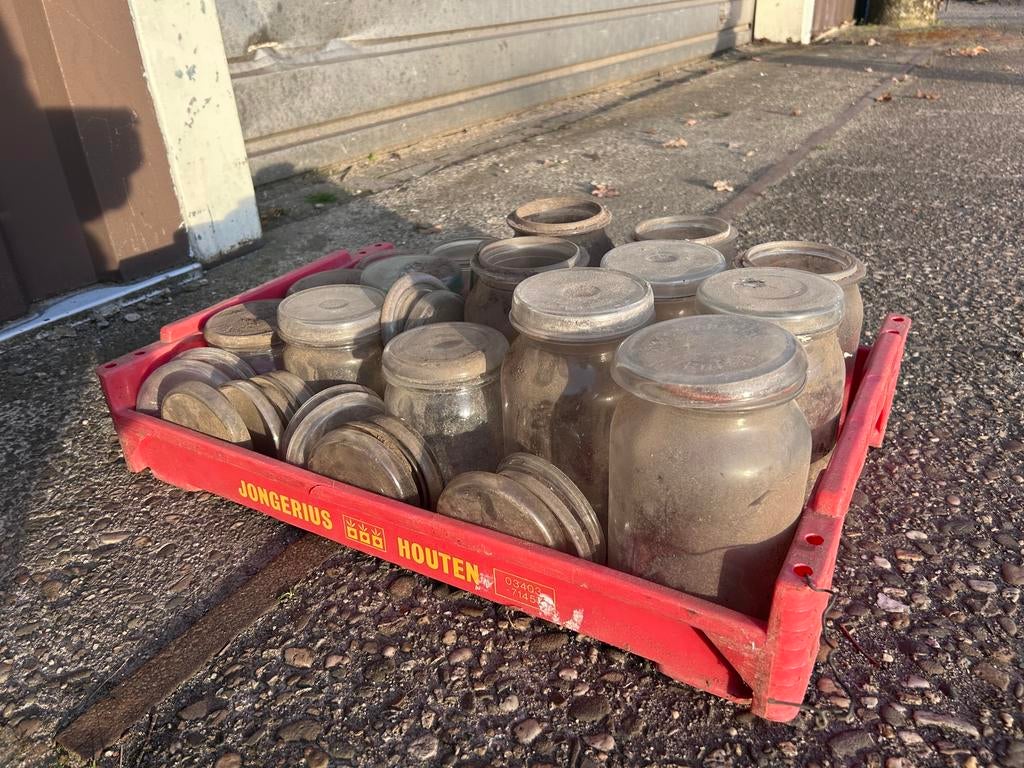 Wekpotten. Ruffia. Conserven-glas, Huis en Inrichting, Ophalen, Gebruikt, Glas, Overige typen