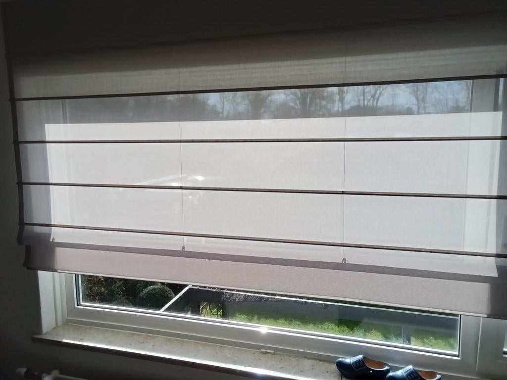 Lichtgrijs vouwgordijn 365x150 cm voor grote raampartij, Huis en Inrichting, Stoffering | Gordijnen en Lamellen, Ophalen, Gebruikt