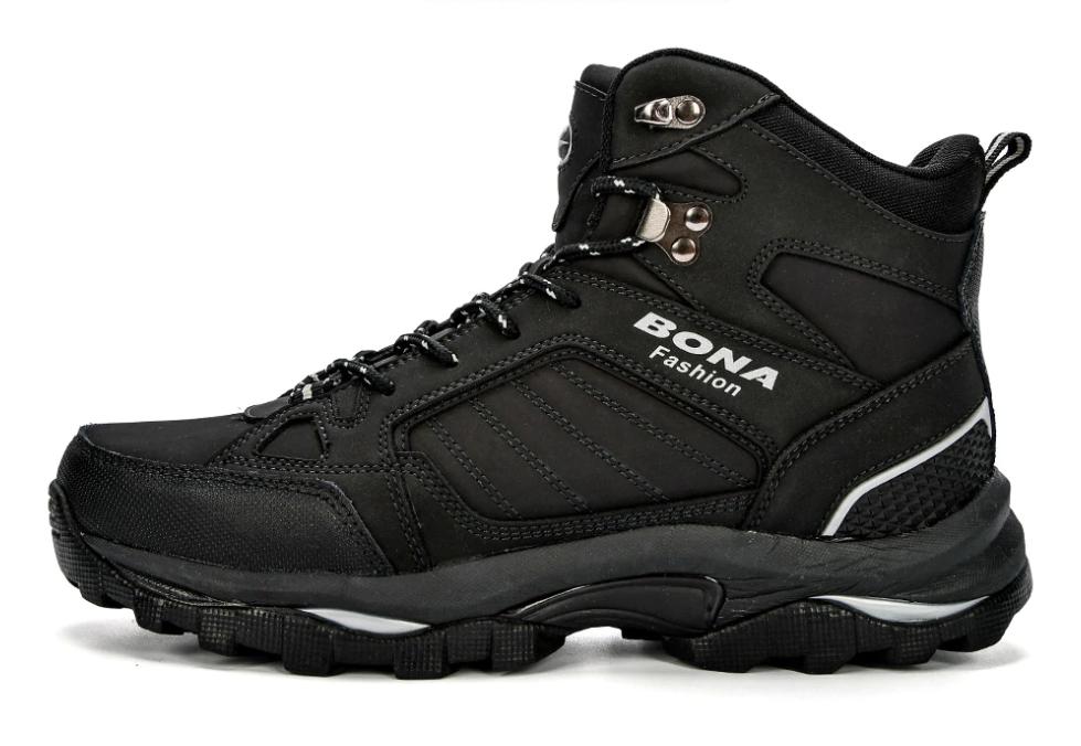 Zwarte heren schoenen laarzen bergschoenen sneeuwlaarzen, Verzenden, Nieuw, Zwart, Wandelschoenen of Bergschoenen