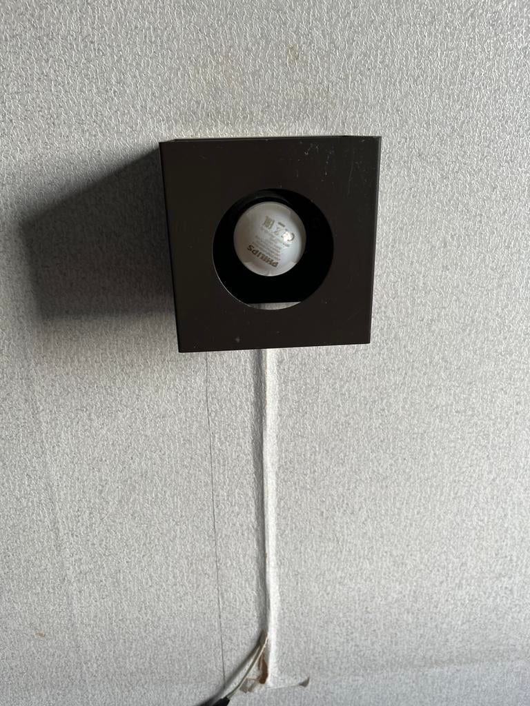 Twee bruine vintage jaren 70 Philips Cube/kubus wandlampjes., Verzenden, Zo goed als nieuw