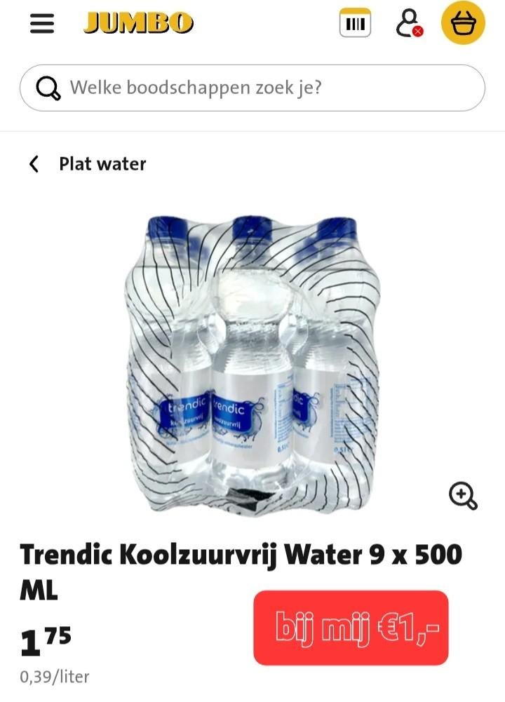 Water 9x500ml, Ophalen of Verzenden