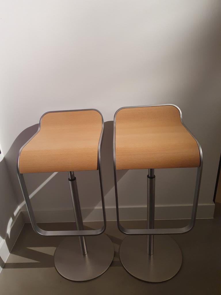 3 LAPALMA LEM barkrukken/ lichtbruin eiken/ la palma, Huis en Inrichting, Barkrukken, Zo goed als nieuw, 60 tot 90 cm, Hout, Metaal