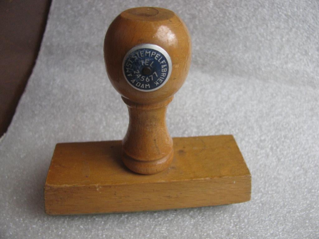 Oude Houten Stempel met Tekst - Stempelfabriek Amsterdam, Verzenden