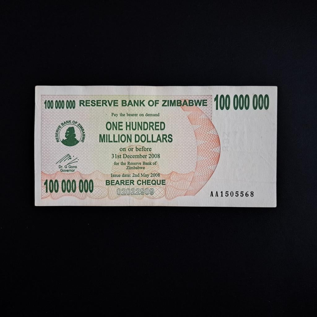 100000000 dollar Zimbabwe #066, Verzenden, Zimbabwe, Los biljet