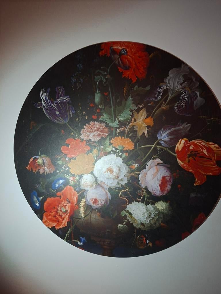 Rond Schilderij met Bloemen - Klassieke Stijl, Huis en Inrichting, Woonaccessoires | Schilderijen, Tekeningen en Foto's, Ophalen