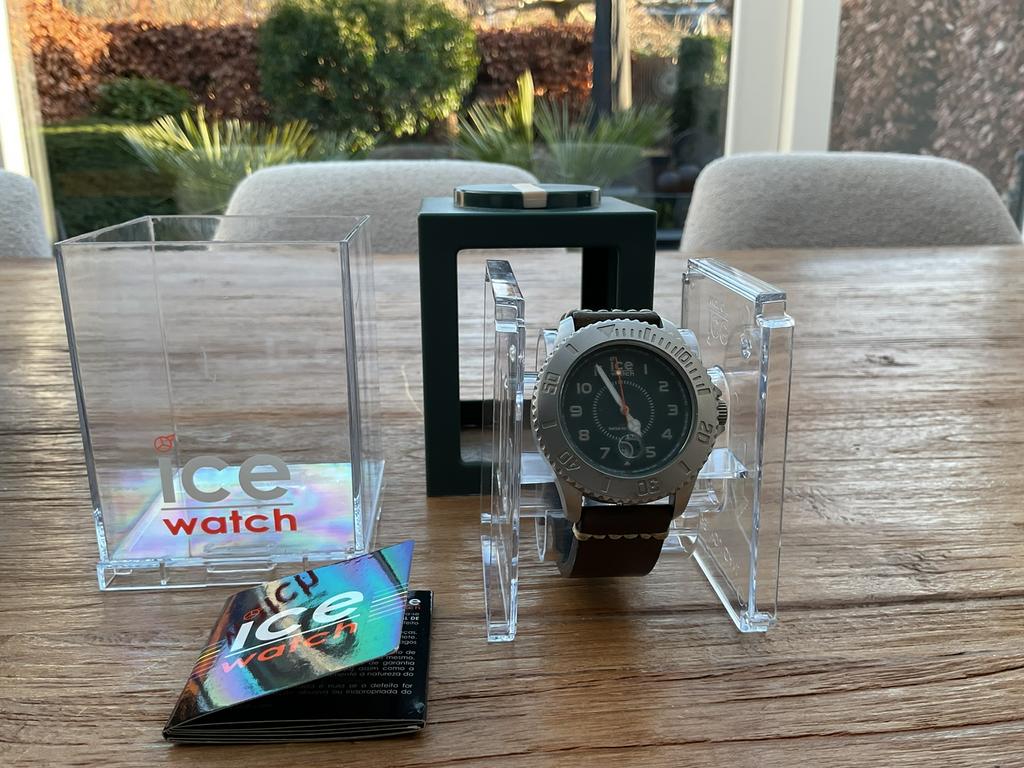 Ice-Heritage horloge blauw/groen, leer, Overige merken, Overige materialen, Leer, Ophalen of Verzenden