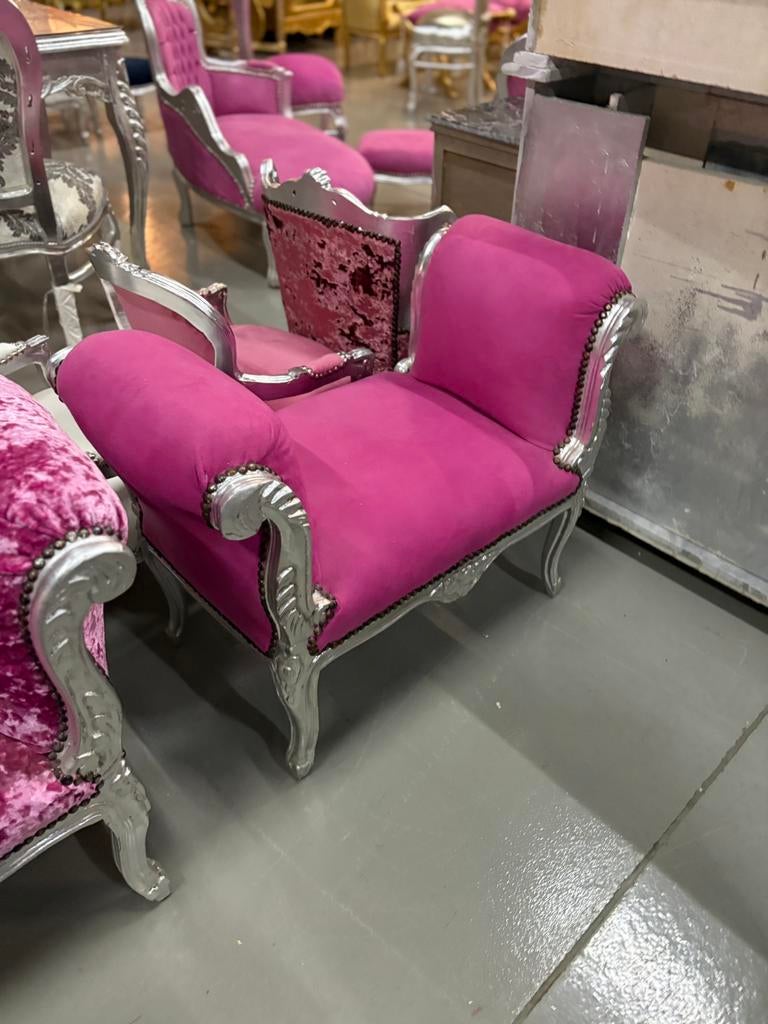 Bankje barok grijs rose zwart rood, Ophalen of Verzenden, Zo goed als nieuw