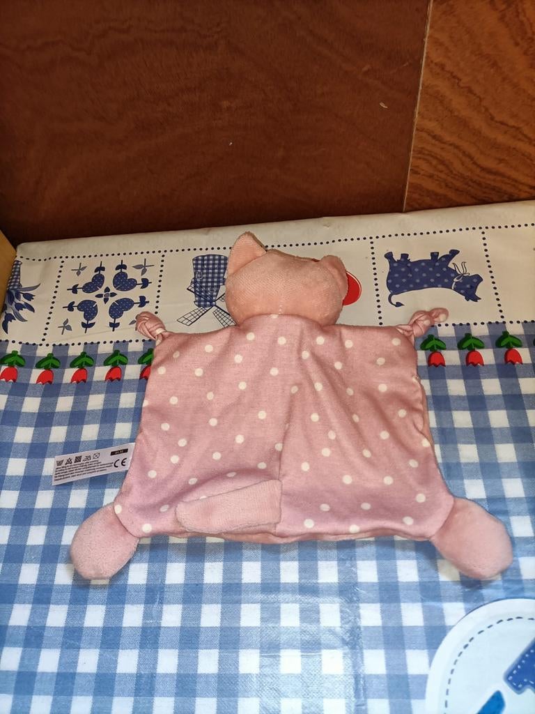 Hema roze poes knuffeldoekje met stippen, Ophalen of Verzenden, Zo goed als nieuw